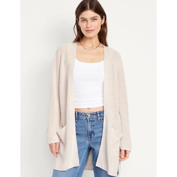 Old Navy Beige Cozy Knit Open Front Fall Duster Cardigan Minimalist Women's 3X - Picture 1 of 7